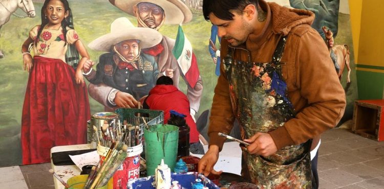 ARTISTAS ZACATECANOS PLASMAN ALEGORÍA MÉXICO-ESTADOUNIDENSE EN SU OBRA MURAL