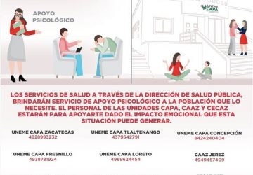 OFRECE SECTOR SALUD APOYO PSICOLÓGICO A ZACATECANOS DURANTE CONTINGENCIA SANITARIA