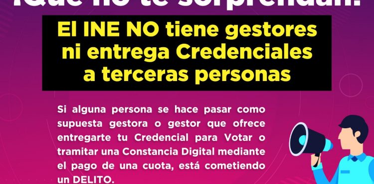 TRÁMITE DE CONSTANCIA DIGITAL DE IDENTIDAD ES GRATUITO: INE