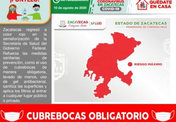 REBASA ZACATECAS LOS 3 MIL 500 CASOS POSITIVOS DE COVID-19