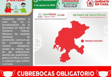 ACUMULA ZACATECAS 3 MIL 167 CASOS POSITIVOS DE COVID-19