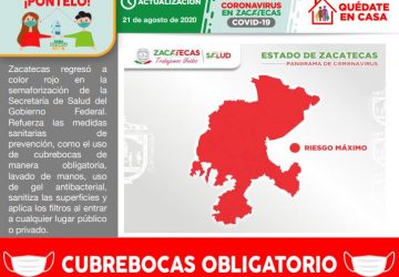 REBASA ZACATECAS LOS 4 MIL 500 CASOS DE COVID-19; ESTE VIERNES SUMA 96