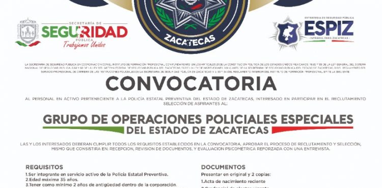 LANZA SSP CONVOCATORIA PARA UNIRSE A GRUPO DE OPERACIONES POLICIALES ESPECIALES