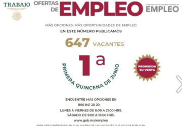 SE OFERTAN EN ZACATECAS, FRESNILLO Y RÍO GRANDE 647 VACANTES DE EMPLEO