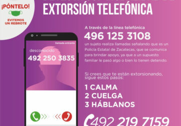 ALERTA SSP SOBRE EXTORSIÓN TELEFÓNICA EN LA QUE ASEGURAN SER POLICÍAS ESTATALES Y SOLICITAN DINERO