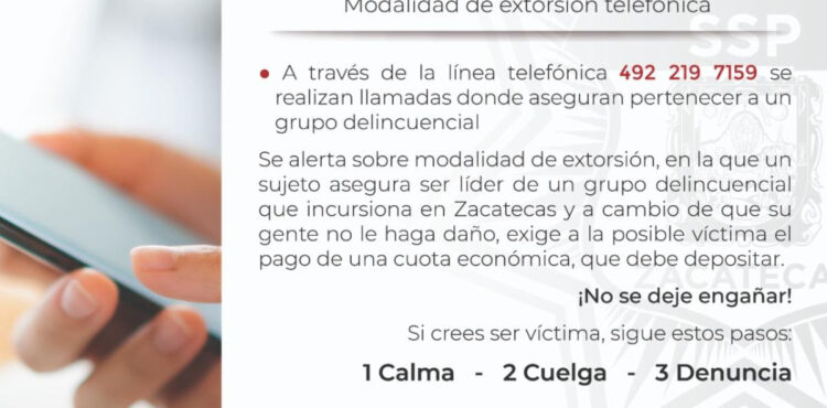ADVIERTEN SOBRE INTENTO DE EXTORSIÓN TELEFÓNICA
