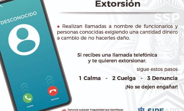 ALERTA MESA ESTATAL DE CONSTRUCCIÓN DE PAZ Y SEGURIDAD SOBRE MODALIDAD DE EXTORSIÓN TELEFÓNICA