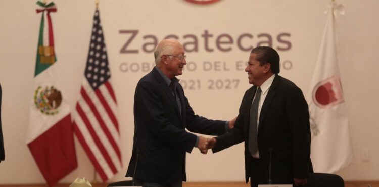 OFRECE EMBAJADOR KEN SALAZAR APOYO A ZACATECAS PARA LA ATRACCIÓN DE INVERSIONES Y SEGURIDAD