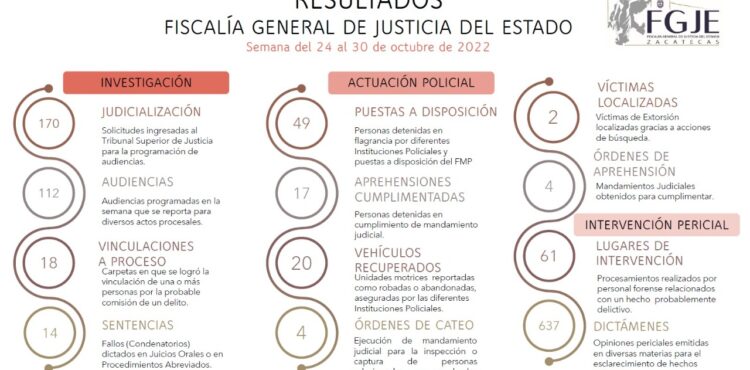 DETIENEN A 49 PROBABLES DELINCUENTES EN ZACATECAS, INFORMA LA FGJEZ